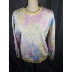 Women's Hudson Gray Size S Pink Yellow Blue Tie-Dye Crewneck Sweatshirt